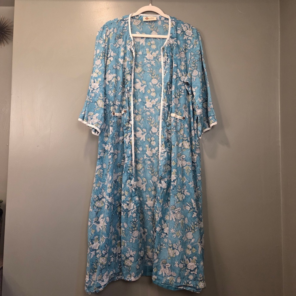 Maati Womens Open Front Kimono 3/4 Sleeve Size 4XL Floral Print Lightweight Boho
